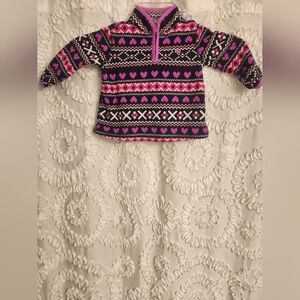 Oshkosh B'gosh Girls 18m Pink Quarter Zip Fleece Pullover cute girly hearts